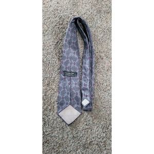 Christian Dior 100% Silk Necktie Vintage Charcoal Gray Print